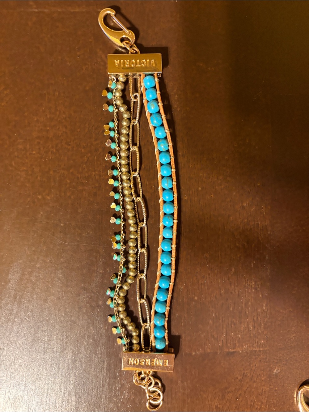 Victoria Emerson Turquoise and Gold Multi-Strand Bracelet